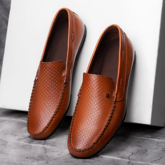 Textured Genuine Leather Loafers (M12)