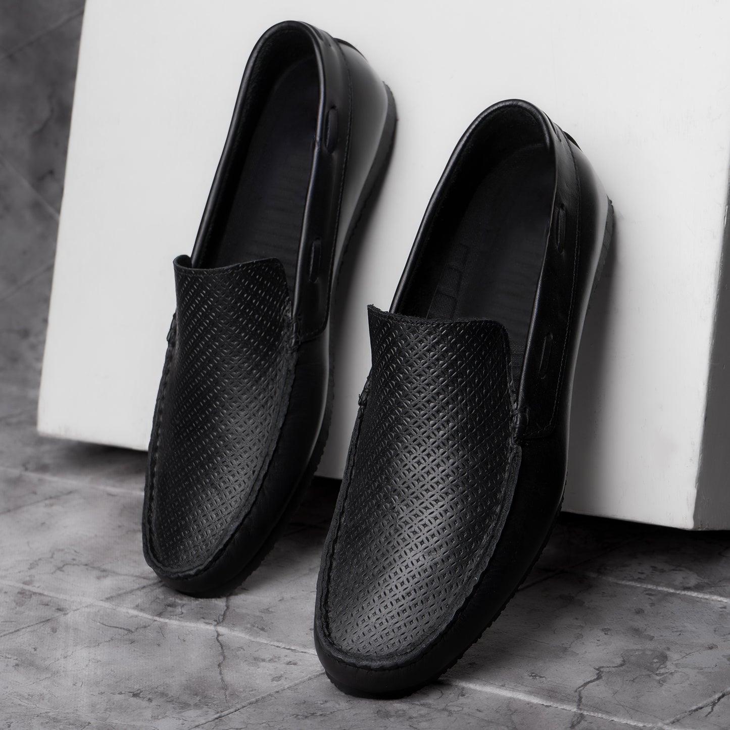 Textured Genuine Leather Loafers (M12)