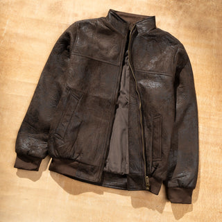 Leather High Collar Jacket