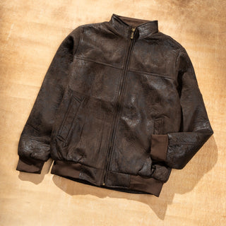 Leather High Collar Jacket