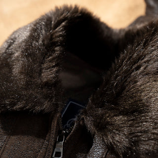 Leather Fur Collar Jacket