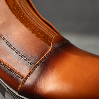 Men's Genuine Hard Leather Zipper Half Boots