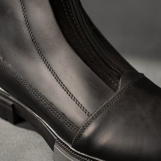 Men's Genuine Hard Leather Zipper Half Boots
