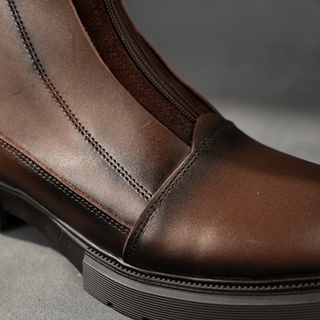 Men's Genuine Hard Leather Zipper Half Boots