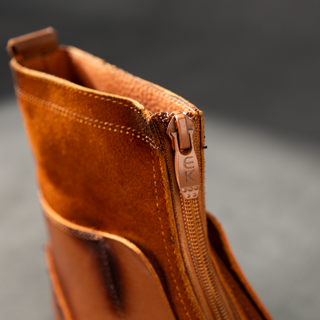 Men's Genuine Hard Leather Zipper Half Boots