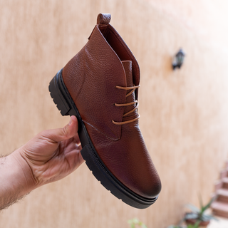 Men's Genuine Lace-up Leather Half Boot