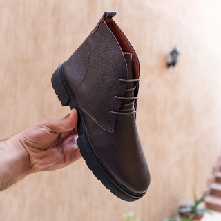 Men's Genuine Lace-up Leather Half Boot