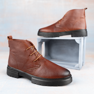 Men's Genuine Lace-up Leather Half Boot