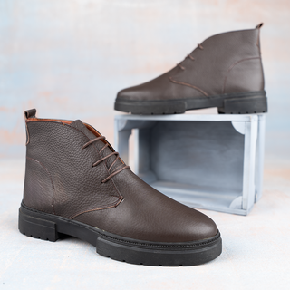 Men's Genuine Lace-up Leather Half Boot