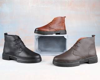 Men's Genuine Lace-up Leather Half Boot