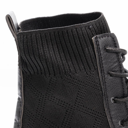 Leather-Tricot Boots