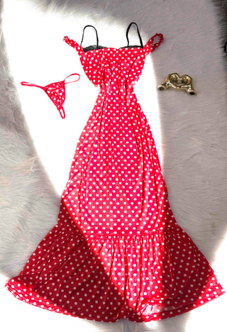 Off-Shoulders Dots Dress