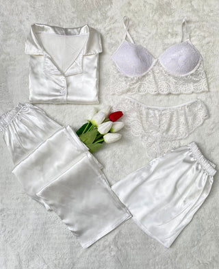 Women’s 5-Piece Satin Pajama